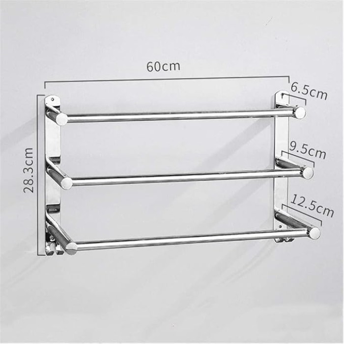 Towel Rack,Towel Shelf,Wall Mounted Towel Bar,Towel Rail Self Adhesive,for Kitchen Bathroom40/50-60/70/80/90Cm-3_Rods-70_Cm/3 Rods-60 cm