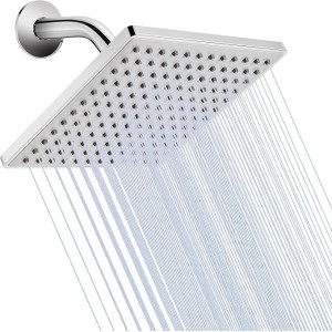 8'' Fixed Rain Shower Head- Rainfall- Super Dense 120+ Nozzles Jet- Luxury Modern Look– Square Chrome Angle Adjustable Shower Head Replacement