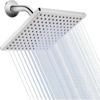 8'' Fixed Rain Shower Head- Rainfall- Super Dense 120+ Nozzles Jet- Luxury Modern Look– Square Chrome Angle Adjustable Shower Head Replacement