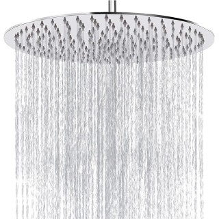 Rain Shower Head, High Flow Rainfall Showerhead Stainless Steel, Bathroom Waterfall Shower Universal Wall Ceiling Mount (12'', Chrome)