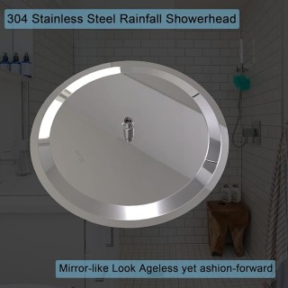 Rain Shower Head, High Flow Rainfall Showerhead Stainless Steel, Bathroom Waterfall Shower Universal Wall Ceiling Mount (12'', Chrome)