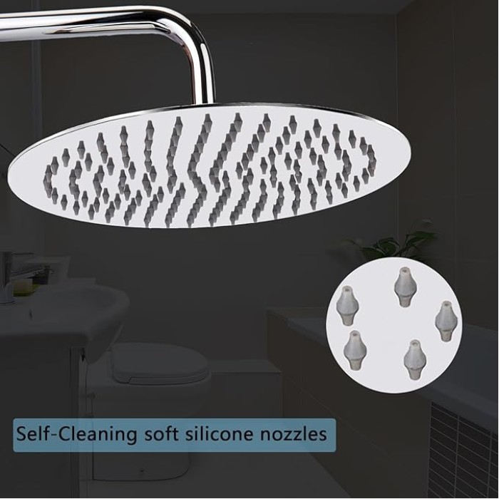 Rain Shower Head, High Flow Rainfall Showerhead Stainless Steel, Bathroom Waterfall Shower Universal Wall Ceiling Mount (12'', Chrome)
