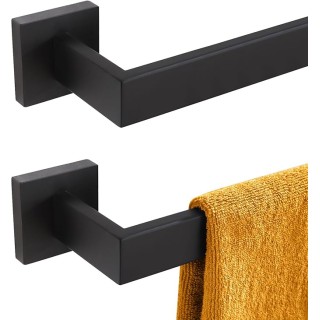 20-Inch Single Towel Bar, Bathroom Kitchen Towel Holder, Wall Mounted SUS304 Stainless Steel Towel Rack 2 Pack, Matte Black, B4003BK-L20-P2