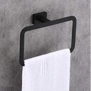 Towel Holder Self Adhesive- Towel Ring Stainless Steel Towel Rail for Bathroom,Hand Towel Bar, Zinc Alloy Towel Rail Wall Mounted Black Bathroom Towel Racks Wall-Mounted Towel Rail Bath Towel Racks fo