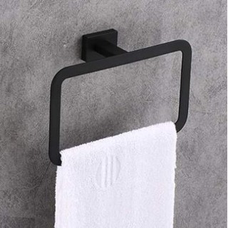 Towel Holder Self Adhesive- Towel Ring Stainless Steel Towel Rail for Bathroom,Hand Towel Bar, Zinc Alloy Towel Rail Wall Mounted Black Bathroom Towel Racks Wall-Mounted Towel Rail Bath Towel Racks fo