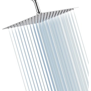 Rain Shower Head 12 Inch High Flow Large 304 Stainless Steel Rainfall Shower Heads Waterfall Bathroom Square Solid Showerhead with 144 Silicone Nozzles (Chrome Finish)