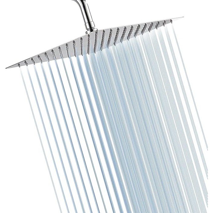 Rain Shower Head 12 Inch High Flow Large 304 Stainless Steel Rainfall Shower Heads Waterfall Bathroom Square Solid Showerhead with 144 Silicone Nozzles (Chrome Finish)
