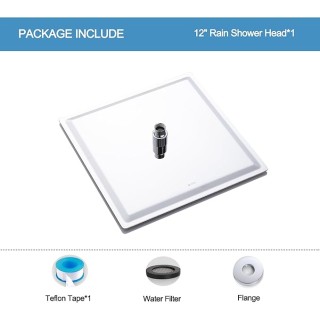 Rain Shower Head 12 Inch High Flow Large 304 Stainless Steel Rainfall Shower Heads Waterfall Bathroom Square Solid Showerhead with 144 Silicone Nozzles (Chrome Finish)