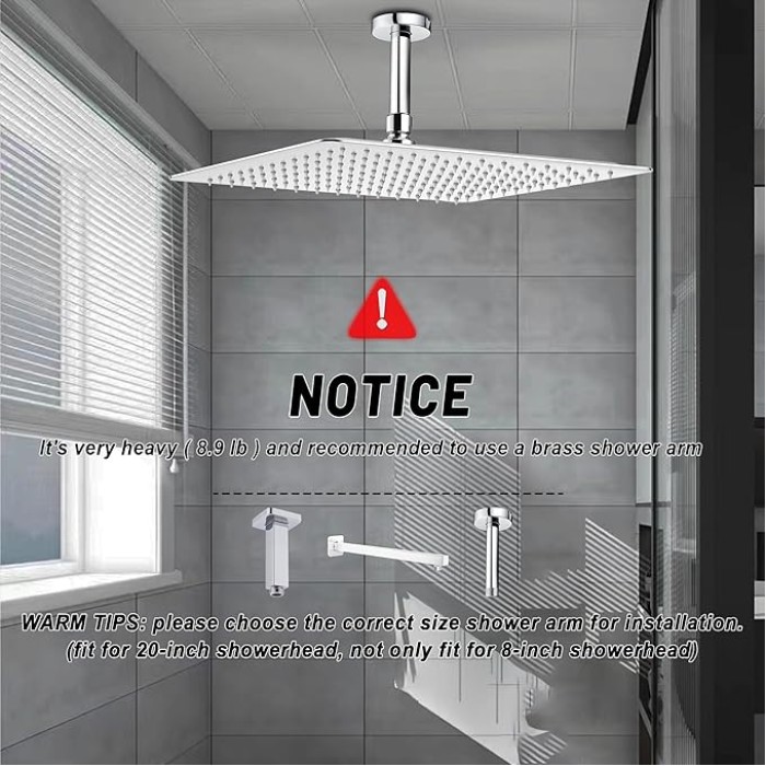 High-Pressure Square Shower Head Rainfall, Ultra Thin All Metal Rain Showerhead, 20 Inch Full Body Coverage Large Shower Head for Bathroom, Chrome