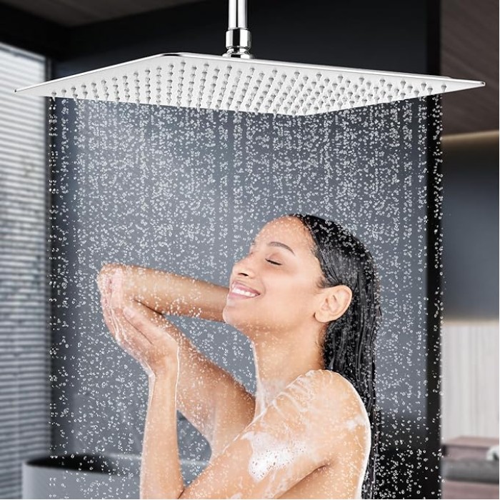 High-Pressure Square Shower Head Rainfall, Ultra Thin All Metal Rain Showerhead, 20 Inch Full Body Coverage Large Shower Head for Bathroom, Chrome