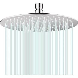 All Metal Rain Shower Head - Heavy Duty Stainless Steel, Easy Install, High Water Flow, Ultra-Thin Modern Design for Bathroom (Chrome, 10)