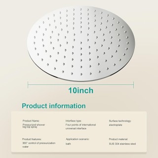 All Metal Rain Shower Head - Heavy Duty Stainless Steel, Easy Install, High Water Flow, Ultra-Thin Modern Design for Bathroom (Chrome, 10)