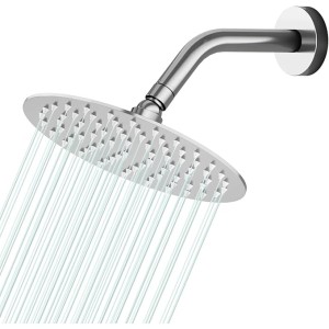 6 Inch Round Rain Shower head, High Flow Stainless Steel Rainfall Shower Head, High Pressure Design (Chrome)