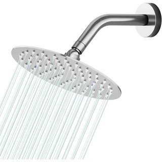 6 Inch Round Rain Shower head, High Flow Stainless Steel Rainfall Shower Head, High Pressure Design (Chrome)