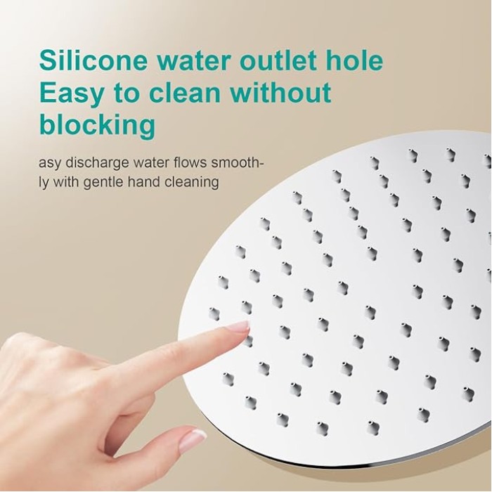 6 Inch Round Rain Shower head, High Flow Stainless Steel Rainfall Shower Head, High Pressure Design (Chrome)
