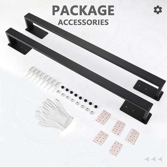 Self-Adhesive Bathroom Towel Bar for Wall Mounted and Drill Free Towel Rack Matte Black 24-Inch Towel Holder Square Sticky on Bathroom Towel Hangers Stainless Steel 2 Pack, A8310MB-L6P2