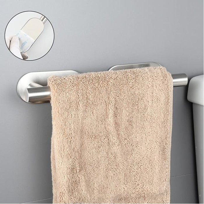 Self Adhesive Stainless Steel Towel Rack, Towel Rack, Wall Mounted Towel Bar, Towel Bar for Bathroom, Brushed, 229cm powerfully