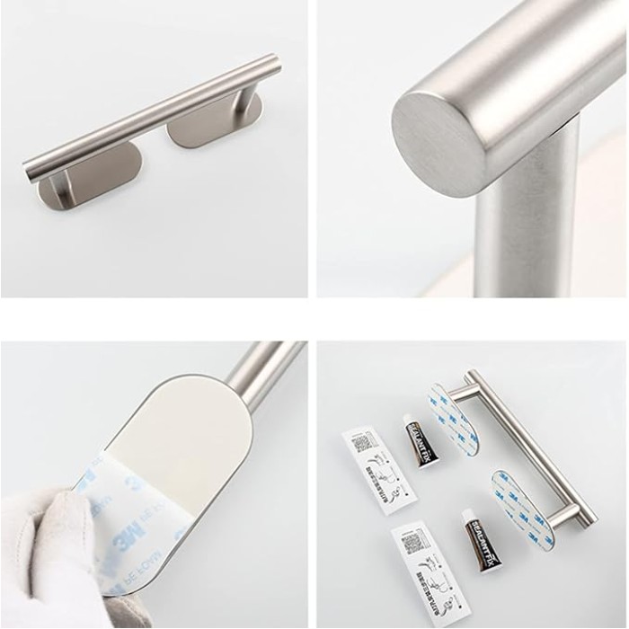 Self Adhesive Stainless Steel Towel Rack, Towel Rack, Wall Mounted Towel Bar, Towel Bar for Bathroom, Brushed, 229cm powerfully