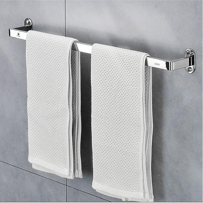 Towel Rails Self Adhesive or Screws Mounting Dual Purpose Towel Bar Rail, SUS304 Stainless Steel Large Size Single Towel Rack, 40CM-120CM, Silver, for Kitchen Bathrooms Lavatory Closets(95cm)