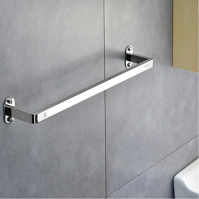 Towel Rails Self Adhesive or Screws Mounting Dual Purpose Towel Bar Rail, SUS304 Stainless Steel Large Size Single Towel Rack, 40CM-120CM, Silver, for Kitchen Bathrooms Lavatory Closets(95cm)