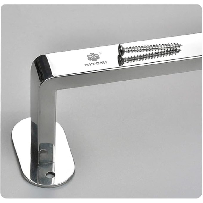 Towel Rails Self Adhesive or Screws Mounting Dual Purpose Towel Bar Rail, SUS304 Stainless Steel Large Size Single Towel Rack, 40CM-120CM, Silver, for Kitchen Bathrooms Lavatory Closets(95cm)