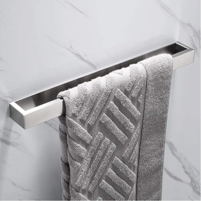 40cm Self Adhesive Bathroom Towel Bar SUS Stainless Steel Towel Bar Rail Wall Mounted Holder Chrome Finish (Self Adhesive, Chrome) …