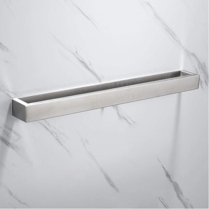 40cm Self Adhesive Bathroom Towel Bar SUS Stainless Steel Towel Bar Rail Wall Mounted Holder Chrome Finish (Self Adhesive, Chrome) …