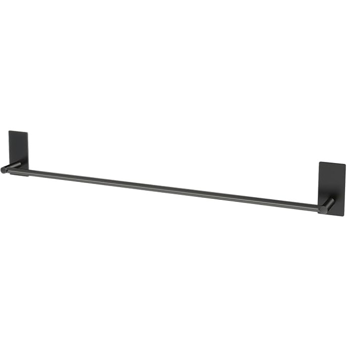 Towel Rail Self Adhesive, 80cm Black Bathroom Towel Holder, Stick-on Wall Mounted Towel Rack, SUS304 Stainless Steel, No Drilling