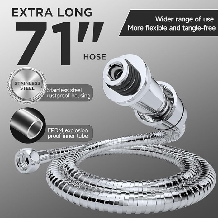 11.8 Inch Rain Shower Head with 6 Modes Handheld Water Spray,Wide Showerhead Combo with Extension Arm-housewarming gifts,1.8gpm Dual Shower with Anti-Clog Nozzles,Silver Chrome