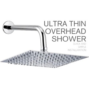 8'' High Flow Rain Shower Head - Stainless Steel Square Rainfall Showerhead with High Pressure Design for Low Water Flow - Chrome Finish
