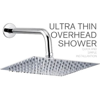 8'' High Flow Rain Shower Head - Stainless Steel Square Rainfall Showerhead with High Pressure Design for Low Water Flow - Chrome Finish