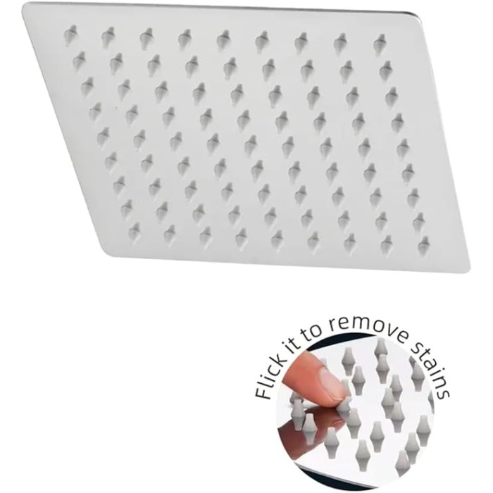 8'' High Flow Rain Shower Head - Stainless Steel Square Rainfall Showerhead with High Pressure Design for Low Water Flow - Chrome Finish