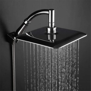 ABS Chrome 9 Inch Square Thin Rotatable Top Rain Shower Head Wall Mounted Extension Arm Water Saving Pressurized Shower for Bath,9 inch