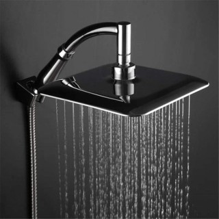 ABS Chrome 9 Inch Square Thin Rotatable Top Rain Shower Head Wall Mounted Extension Arm Water Saving Pressurized Shower for Bath,9 inch