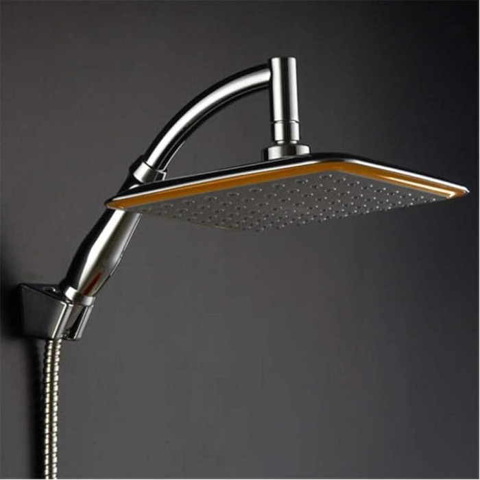 ABS Chrome 9 Inch Square Thin Rotatable Top Rain Shower Head Wall Mounted Extension Arm Water Saving Pressurized Shower for Bath,9 inch