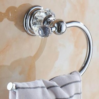 Luxury Brass Bathroom Accessories Set with Crystal Wall Mounted Towel Bar Toilet Paper Holder Shower Shelf Toilet Brush Holder and Towel Ring Silver Finish