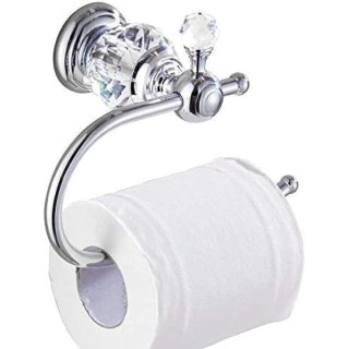 Modern Brass Bathroom Accessories Set with Crystal Accents Includes Shower Shelf Toilet Paper Holder Wall Mounted Towel Bar Toilet Brush Holder and Roll Holder