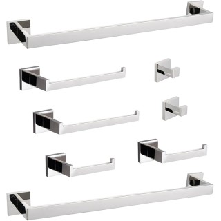 8-Piece Bathroom Hardware Set, Modern Stainless Steel, for Multiple Spaces, Chrome Finish