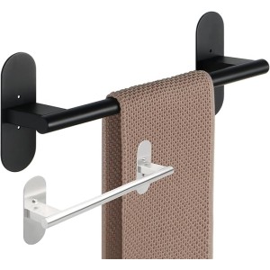 40cm Towel Rails Wall Mounted Bathroom Towel Holder, Hand Towel Holder SUS304 Stainless Steel Bathroom Shelf Storage Rack Towel Bars(Brushed) (Matte Black)