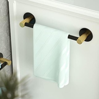 Towel Hanger Self Adhesive Towel Bar No Drilling Black Wall Mount Space Aluminum for Toilets, bathrooms,40cm