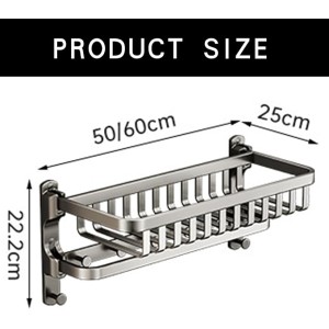 Aluminium Wall with Double Bar and Hooks Self Adhesive Bathroom and Kitchen Towel Rail