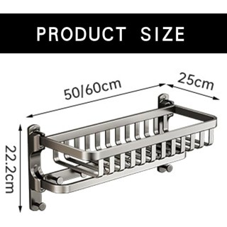 Aluminium Wall with Double Bar and Hooks Self Adhesive Bathroom and Kitchen Towel Rail