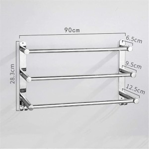 Wall Mounted Shelf with Self Adhesive Towel Bar for Kitchen Bathroom 70 cm/3 Rods