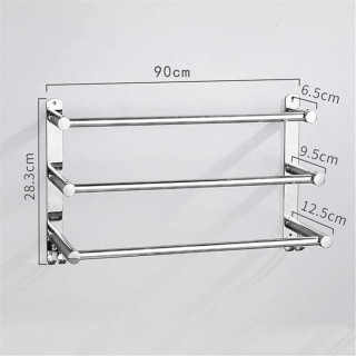 Wall Mounted Shelf with Self Adhesive Towel Bar for Kitchen Bathroom 70 cm/3 Rods