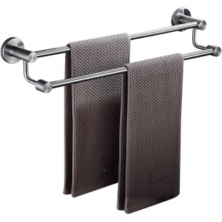 Towel Holder Double Rod Towel Hanger Stainless Steel Towel Rail Wall Mounted Adhesive No Drilling for Bathroom Toilet,Chrome,60Cm Bathroom,Brushed50Cm