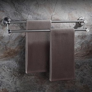 Towel Holder Double Rod Towel Hanger Stainless Steel Towel Rail Wall Mounted Adhesive No Drilling for Bathroom Toilet,Chrome,60Cm Bathroom,Brushed50Cm