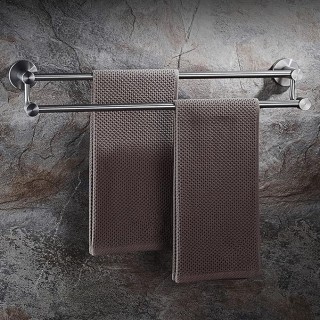 Towel Holder Double Rod Towel Hanger Stainless Steel Towel Rail Wall Mounted Adhesive No Drilling for Bathroom Toilet,Chrome,60Cm Bathroom,Brushed50Cm