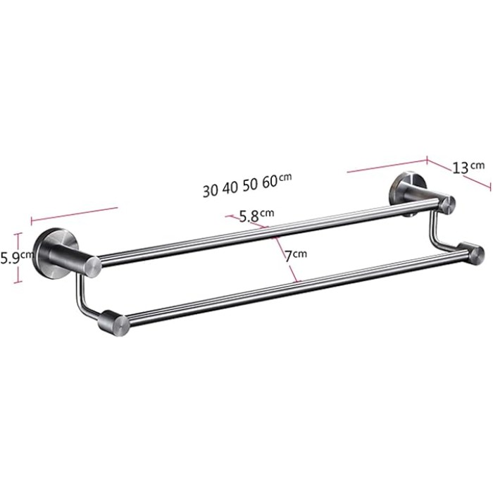 Towel Holder Double Rod Towel Hanger Stainless Steel Towel Rail Wall Mounted Adhesive No Drilling for Bathroom Toilet,Chrome,60Cm Bathroom,Brushed50Cm