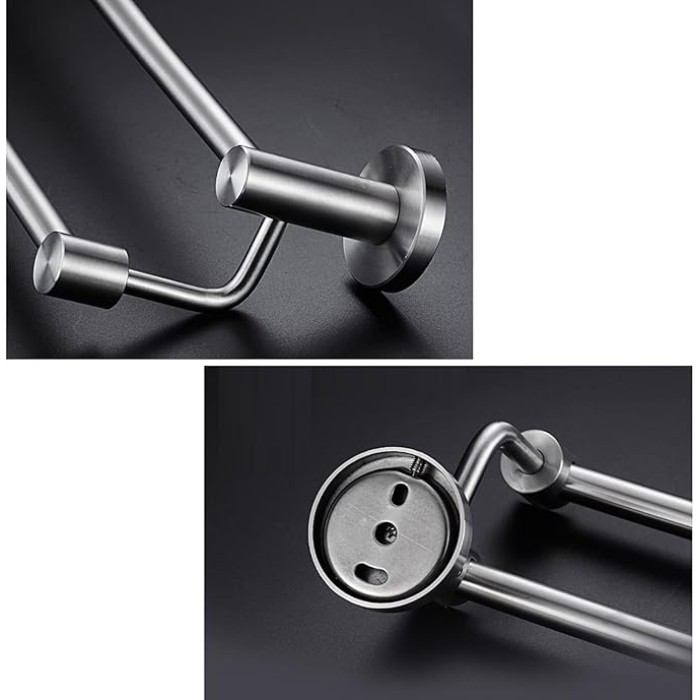 Towel Holder Double Rod Towel Hanger Stainless Steel Towel Rail Wall Mounted Adhesive No Drilling for Bathroom Toilet,Chrome,60Cm Bathroom,Brushed50Cm