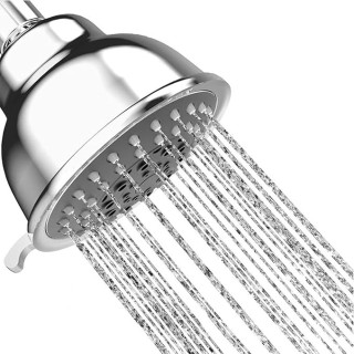 Pressure Shower Head, Chrome Rain Head with 5 Spray Settings, Adjustable Metal Swivel, Small Silicone Nozzles, Powerful Deluxe Fixed Bathroom Showerhead